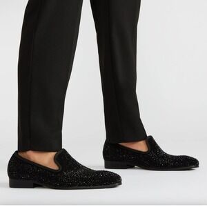 Steve Madden Mens Black Rhinestone Loafers Dress Shoes SZ 9.5